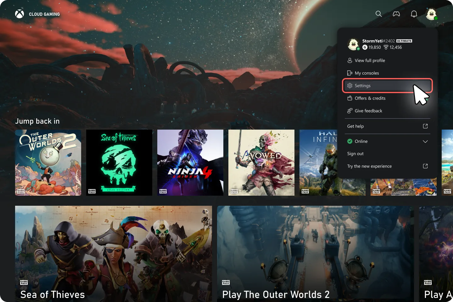 Xbox Cloud - الواجهة الجديدة