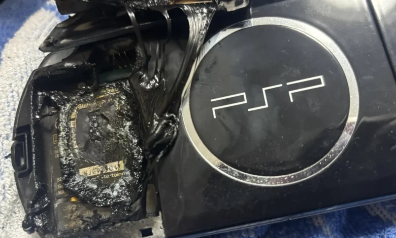 انفجار بطارية جهاز PSP
