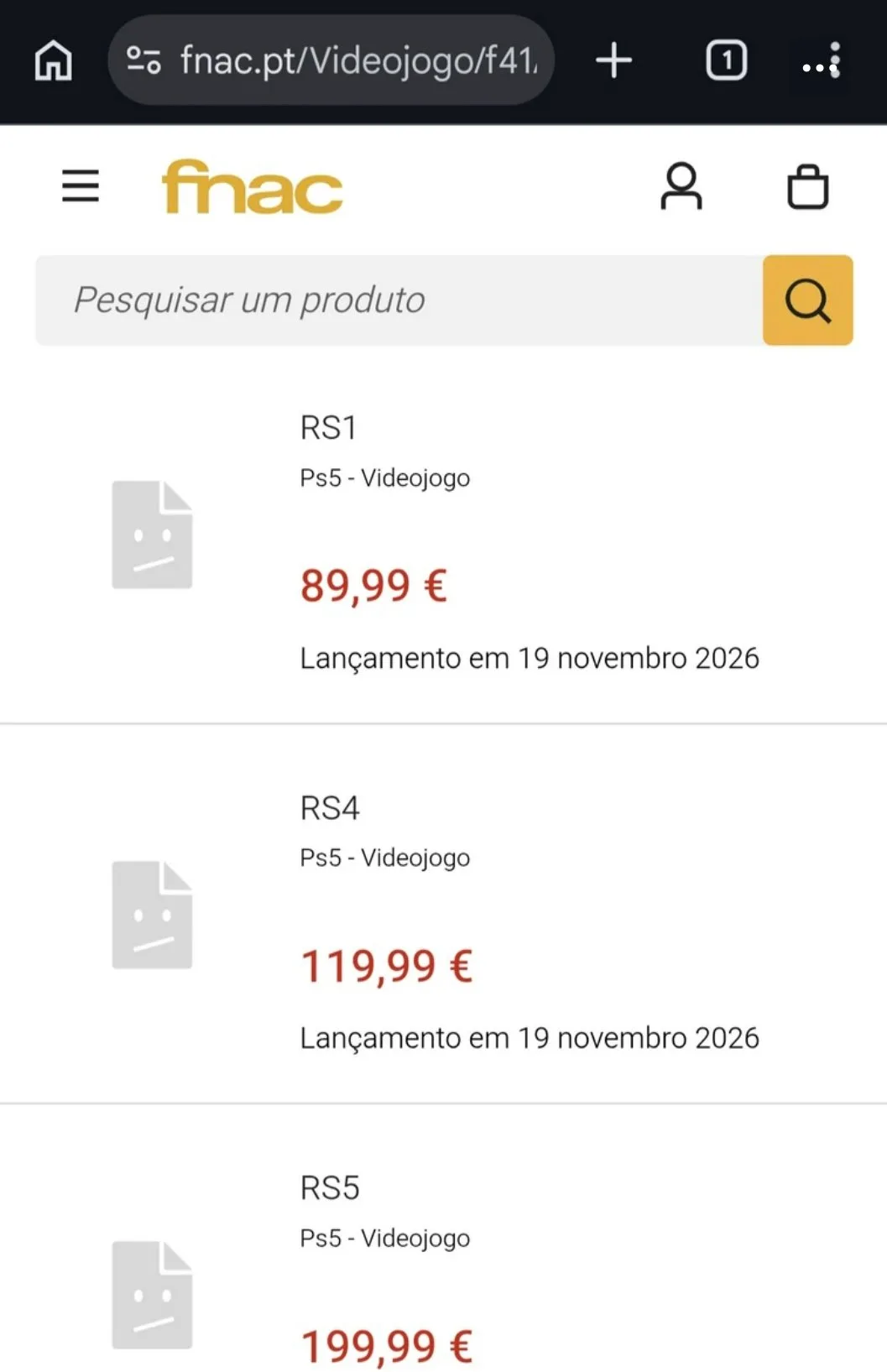 التسعير المسرب من متجر FNAC البرتغالي